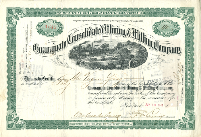 Guanajuato Consolidated Mining and Milling Co. - Stock Certificate